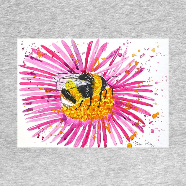 Bumble bee and Pink Flower by Casimirasquirkyart